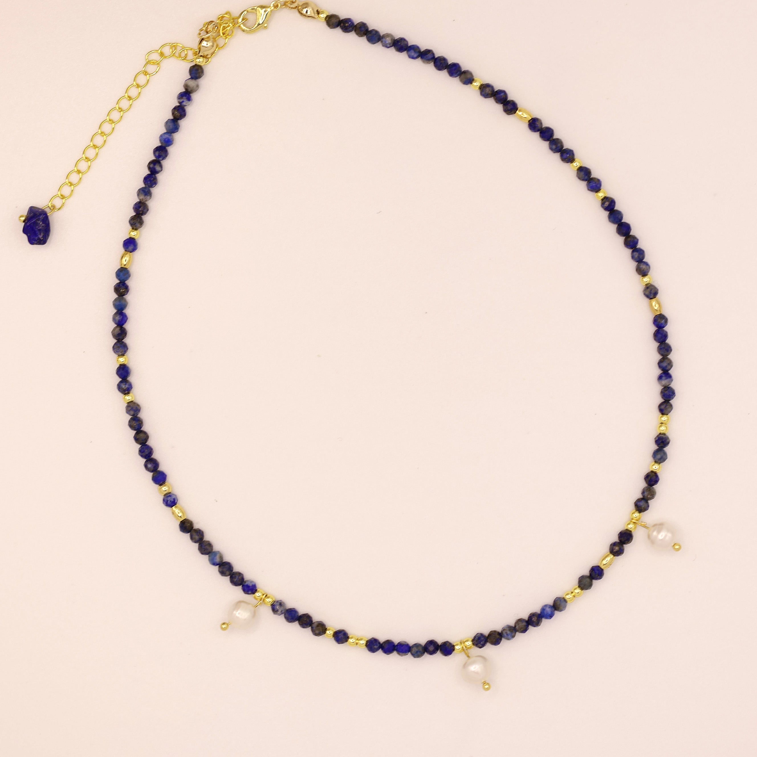 Azure Whisper Necklace with lazurite and pearls