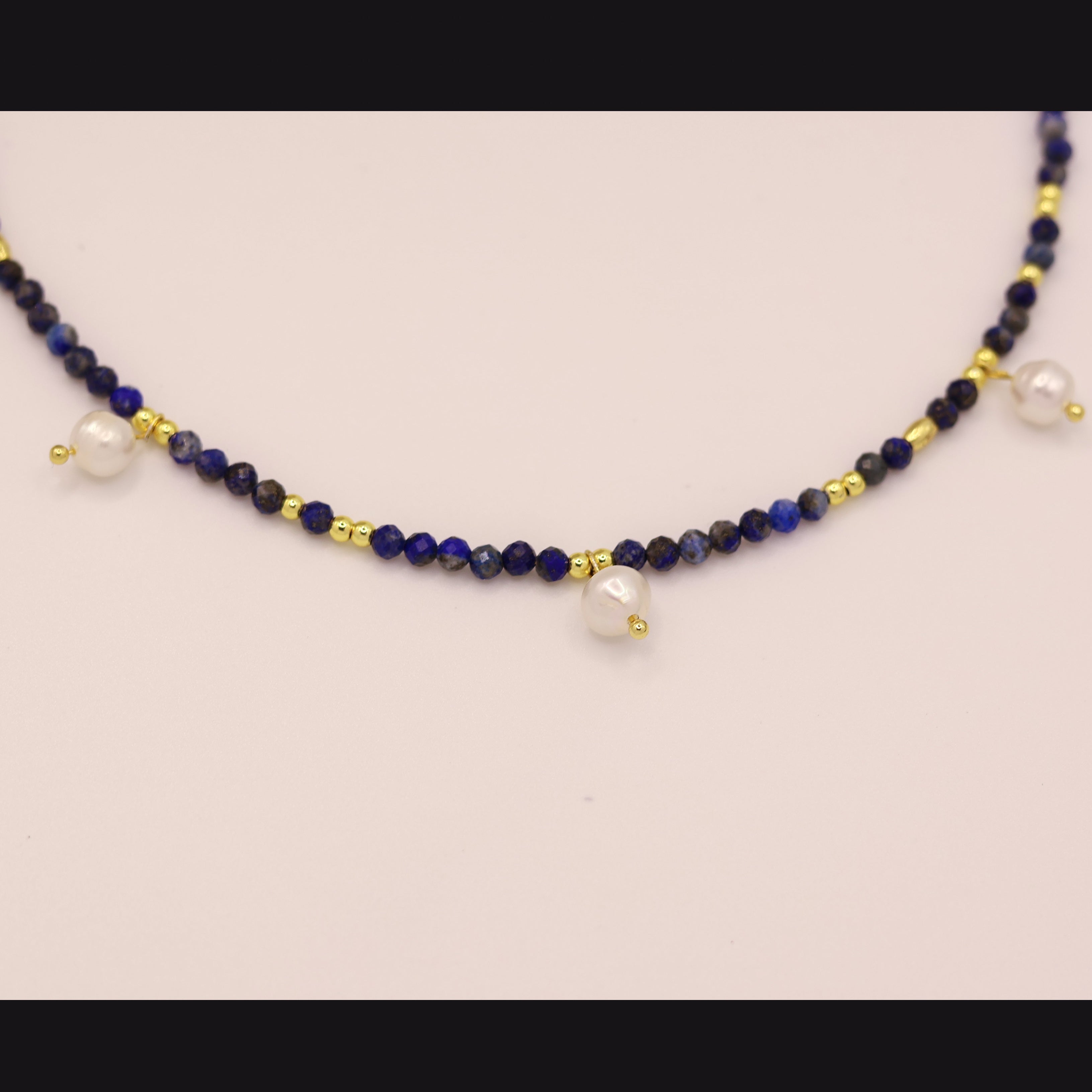 Azure Whisper Necklace with lazurite and pearls
