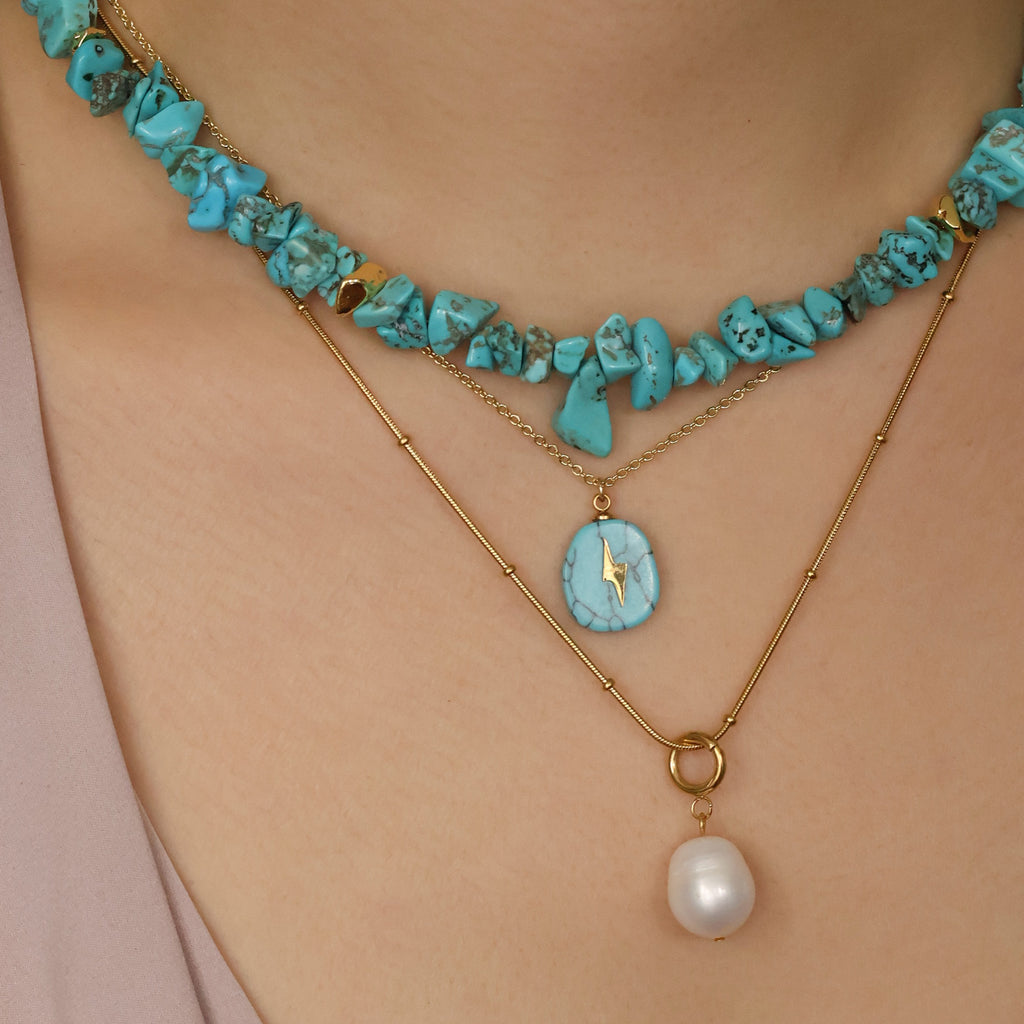 Callista Turquoise stone chip necklace handmade