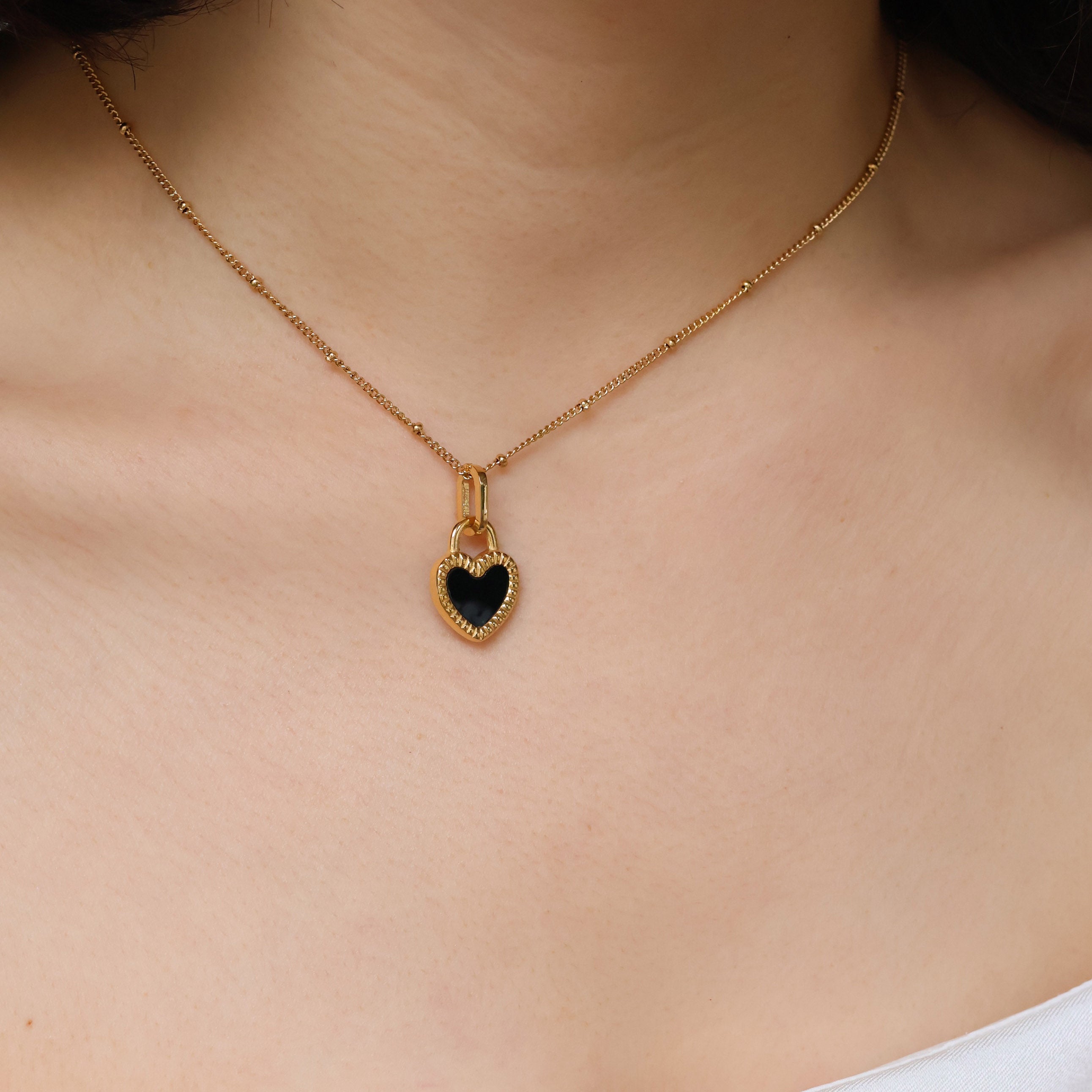 Double-Sided Heart Pendant Necklace