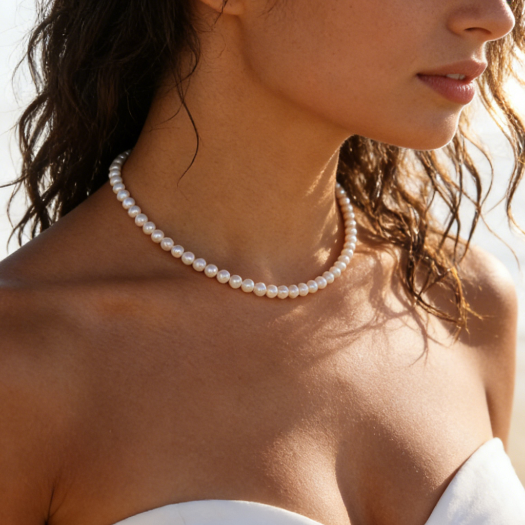 Rosie classic pearl necklace handmade
