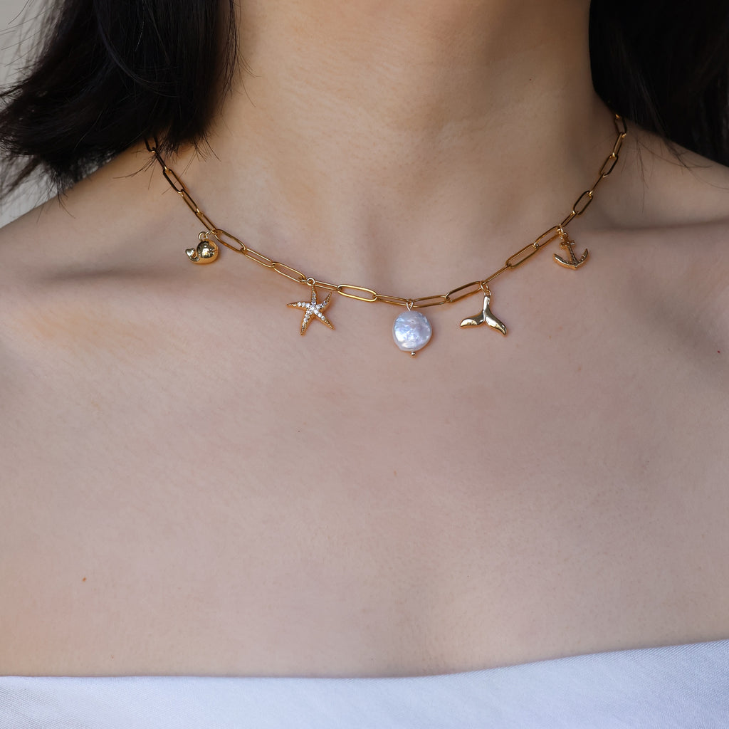 Seafarer's Charm Necklace handmade gold plated