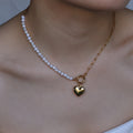 Yarra freshwater pearl necklace with gold plated heart pendant