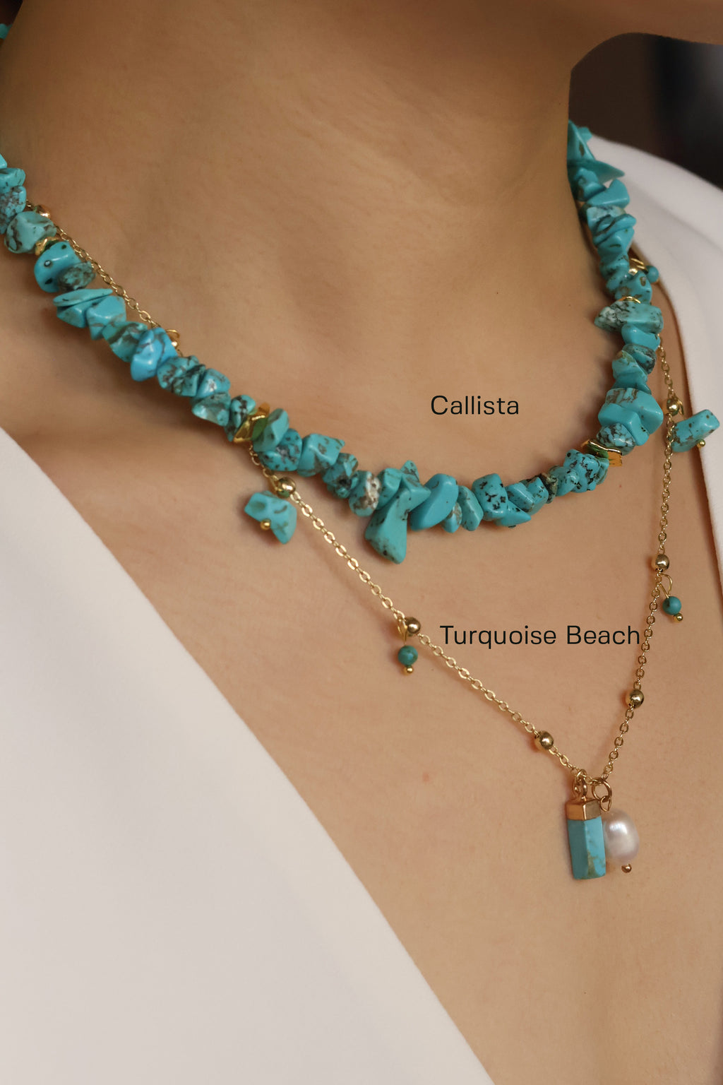 Callista Turquoise stone chip necklace handmade