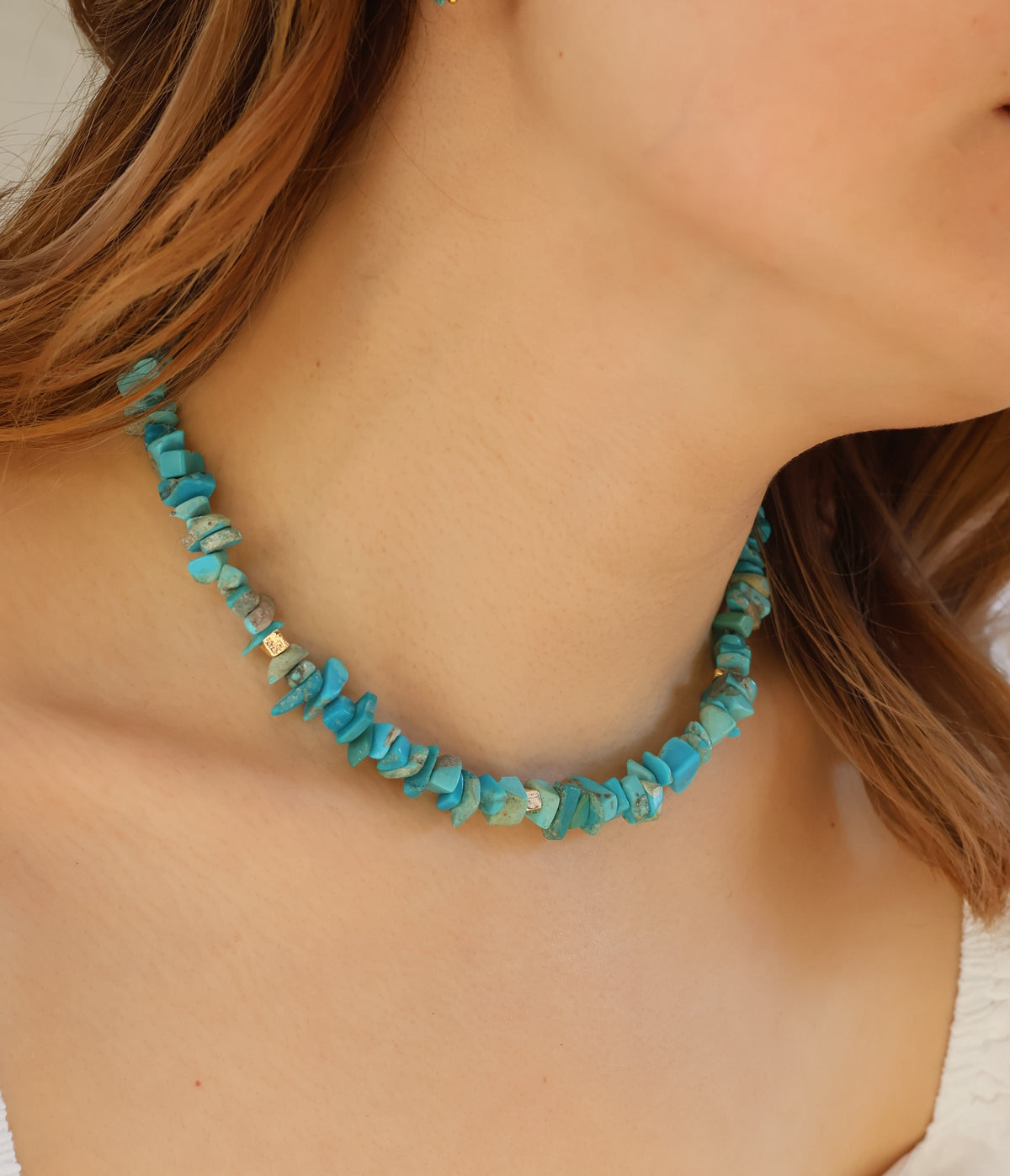 Callista Turquoise stone chip necklace handmade