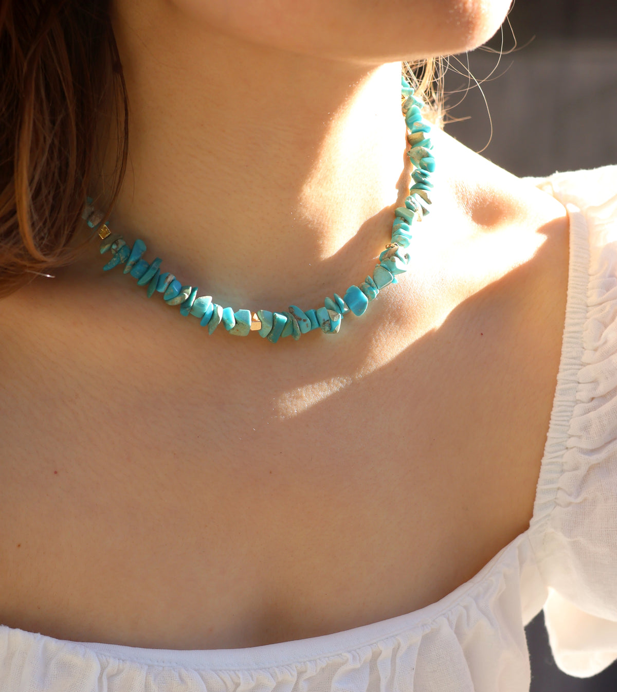 Callista Turquoise stone chip necklace handmade