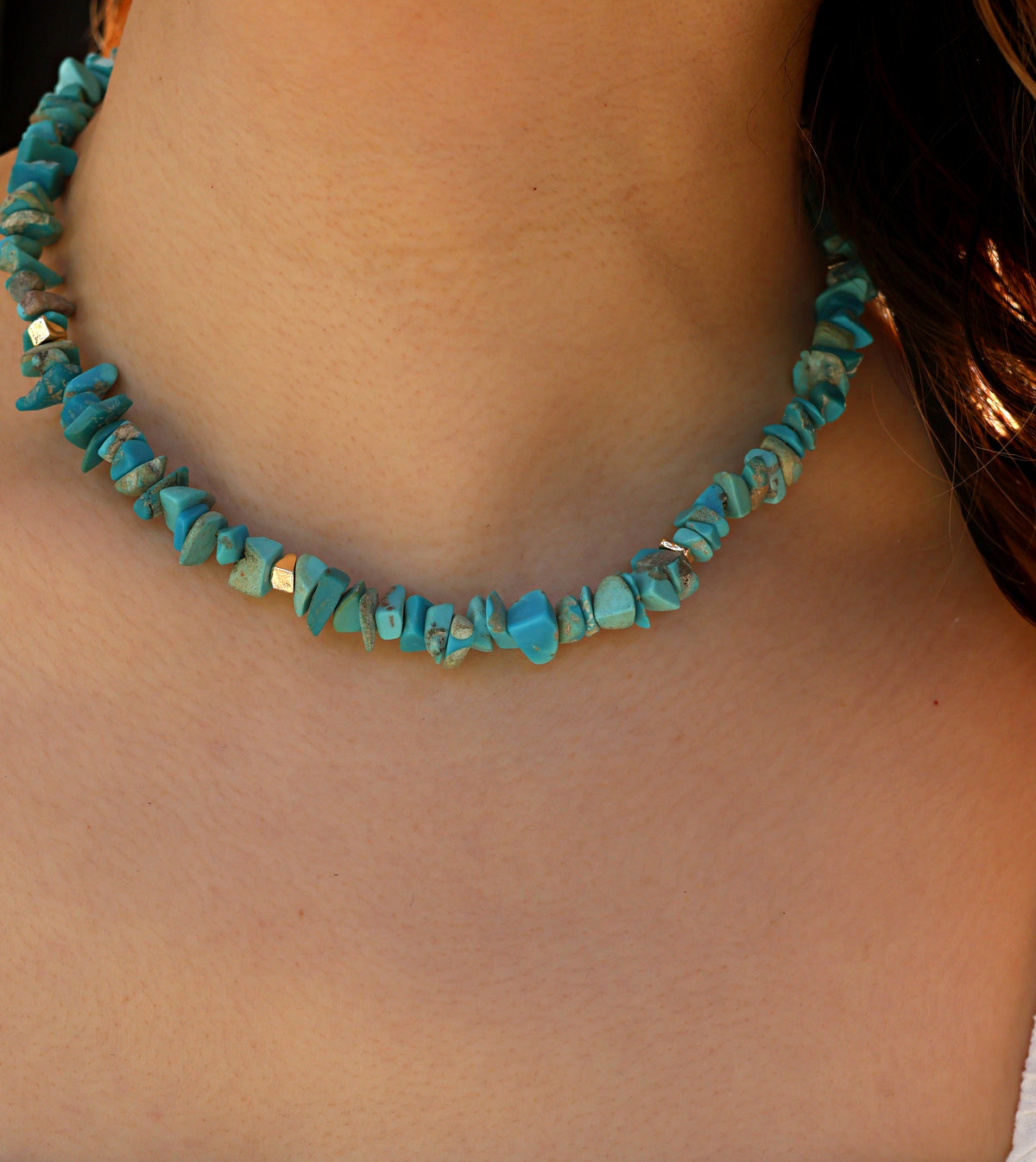 Callista Turquoise stone chip necklace handmade