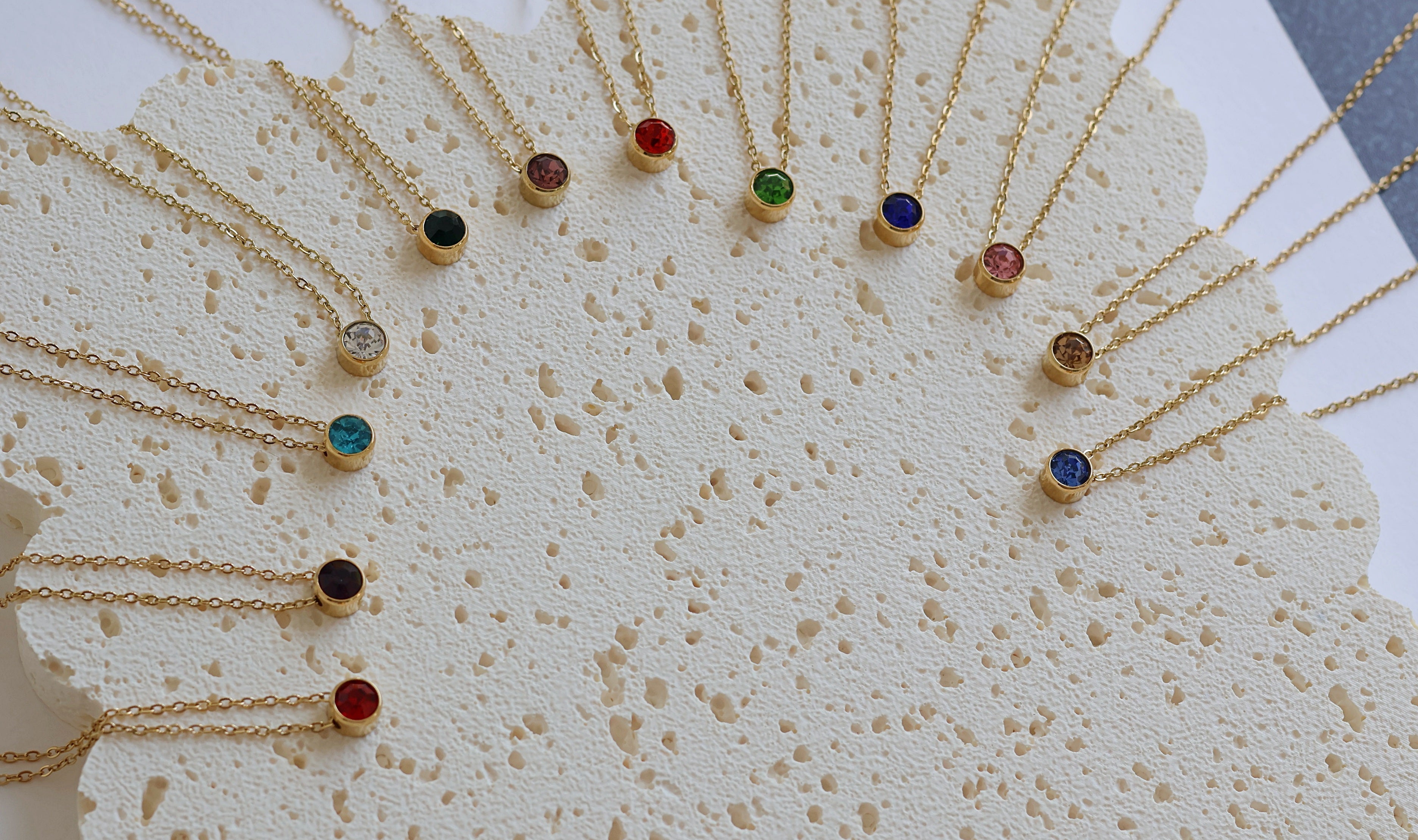 Personalised birthstone necklace real gold plated