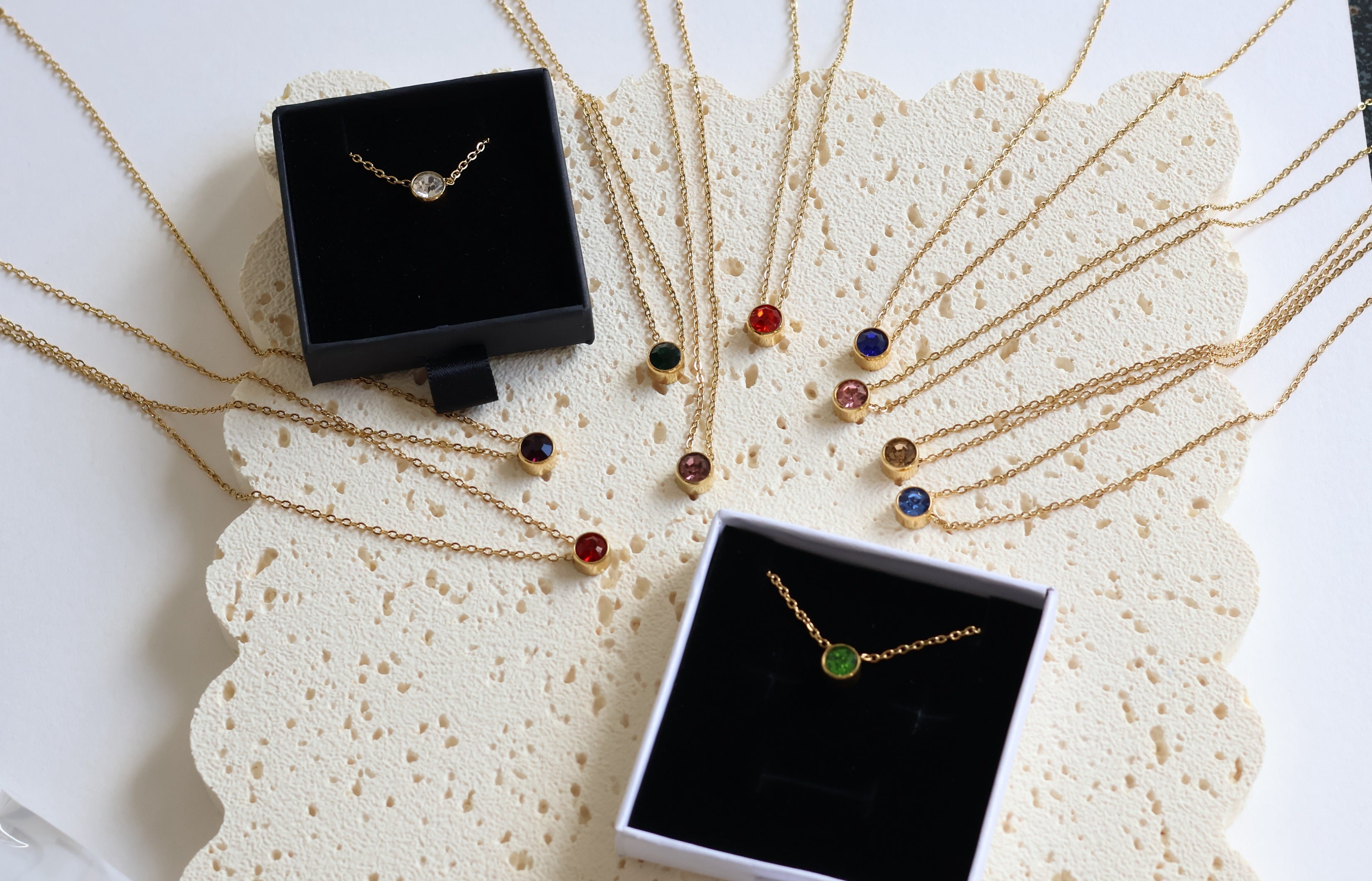 Personalised birthstone necklace real gold plated