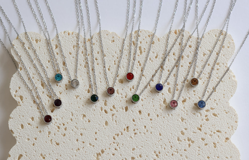 Personalised birthstone necklace real gold plated