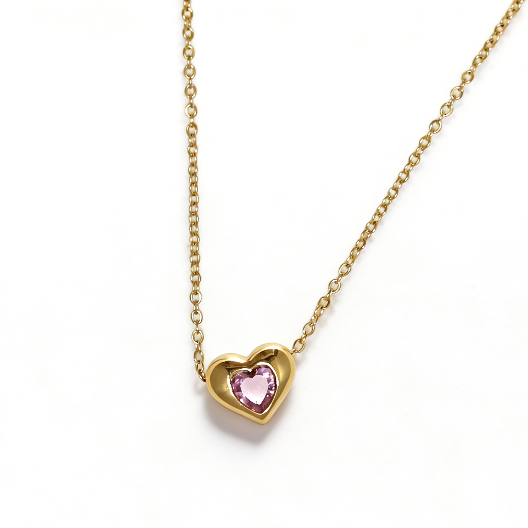 Rosalie Pink Heart Pendant Necklace