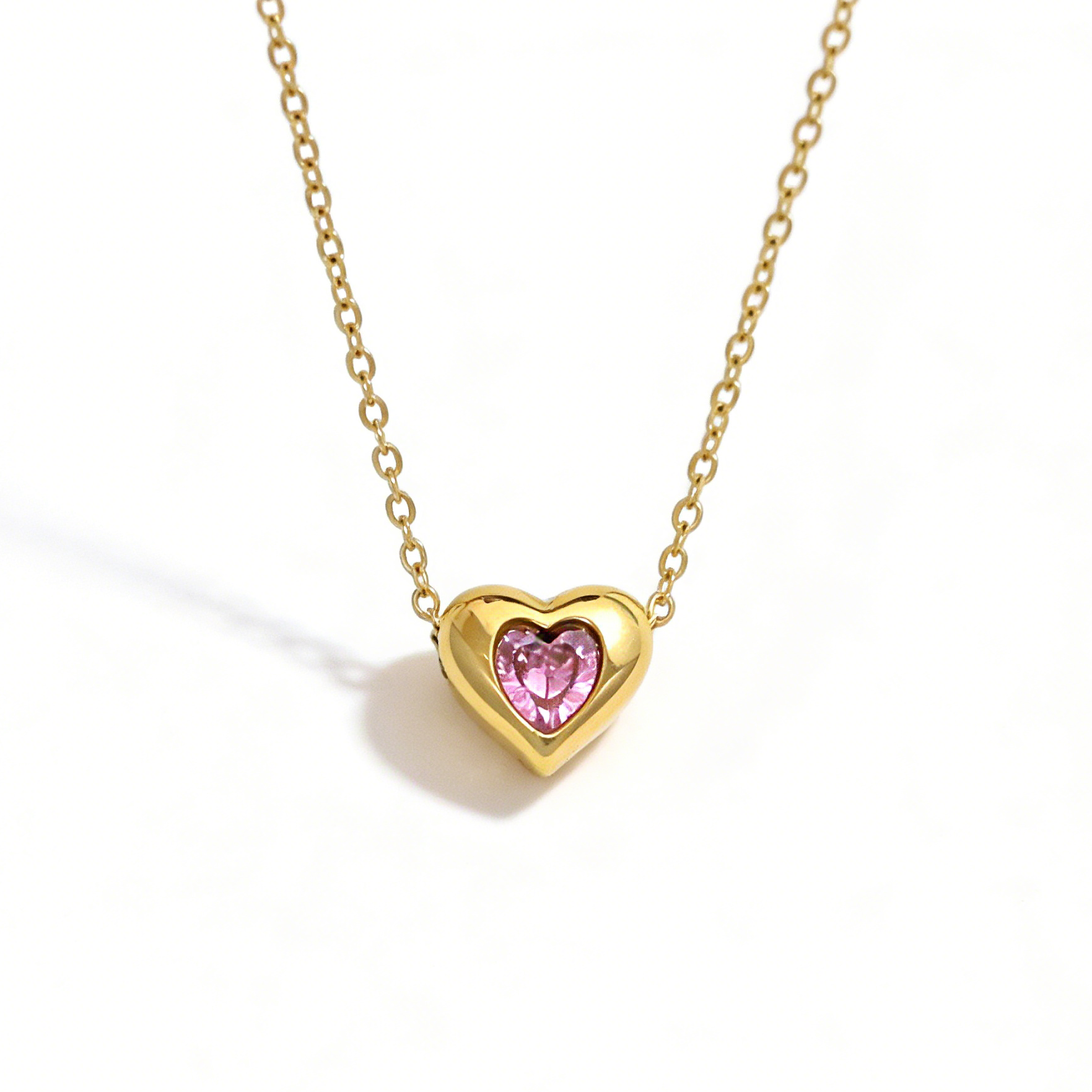 Rosalie Pink Heart Pendant Necklace