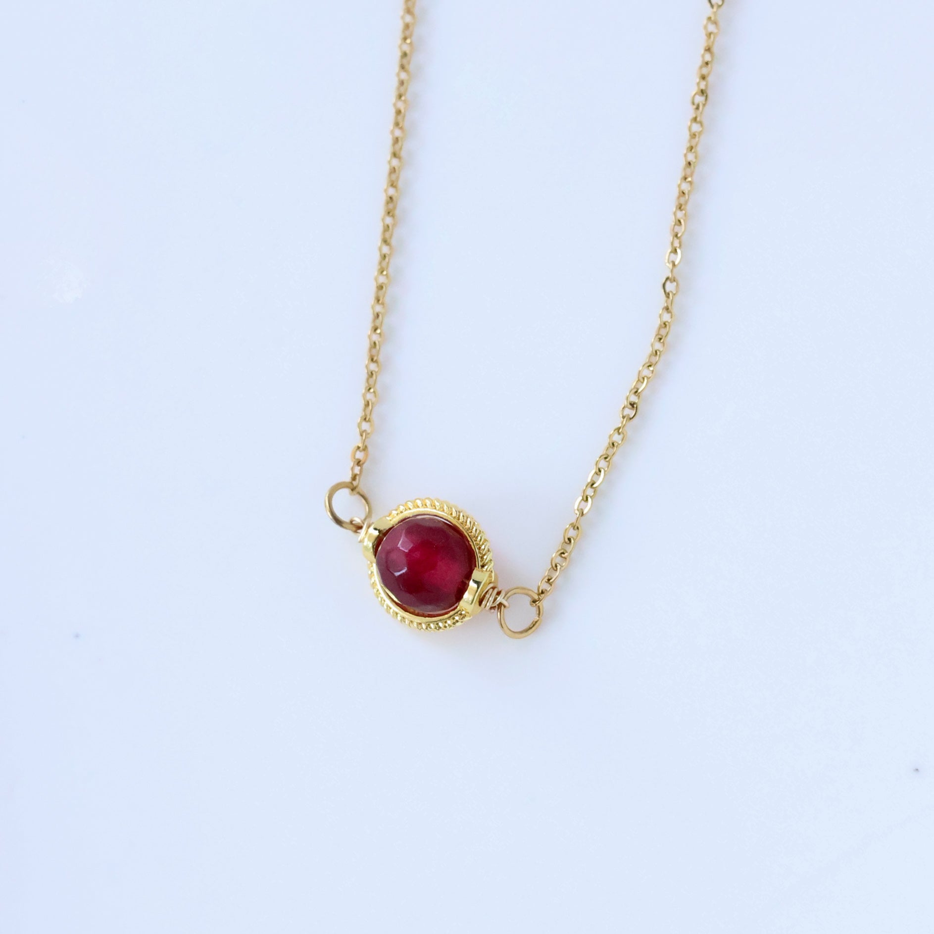 January Birthstone Garnet Necklace Gold plated