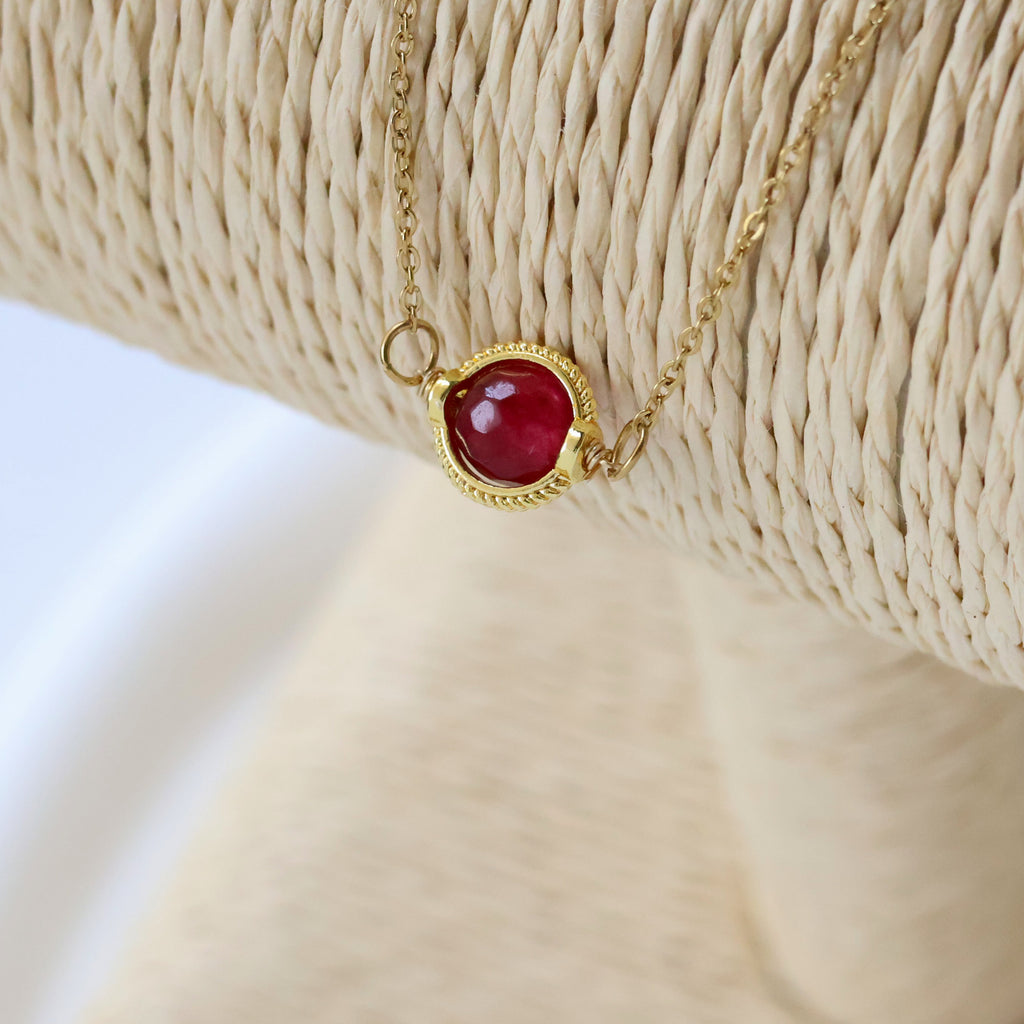 January Birthstone Garnet Necklace Gold plated