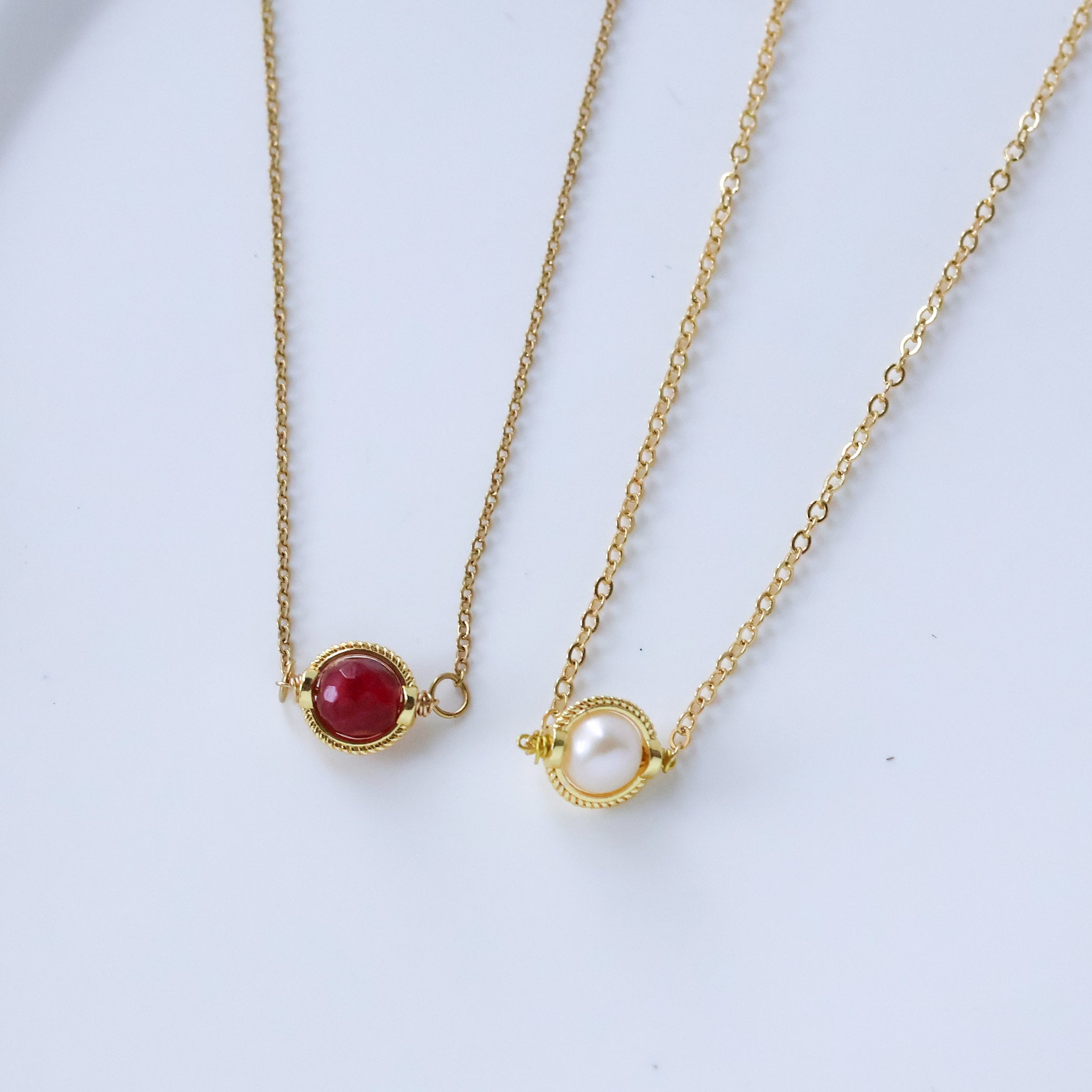 January Birthstone Garnet Necklace Gold plated