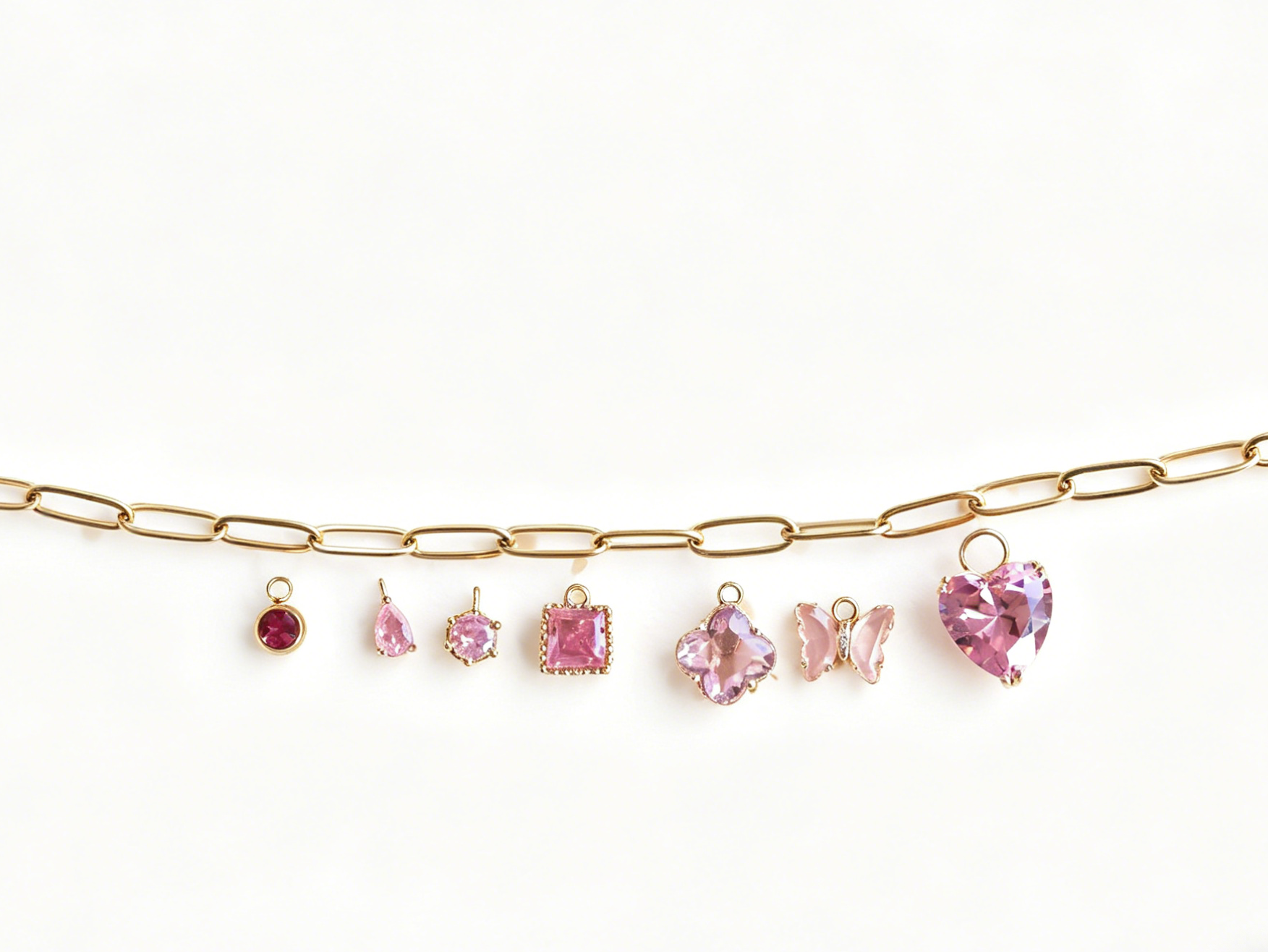Pink Tourmaline Charms  | Build Your Own October Birthstone Necklace