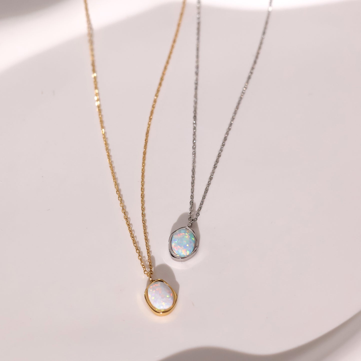 Eudora gold plated opal pendant necklace
