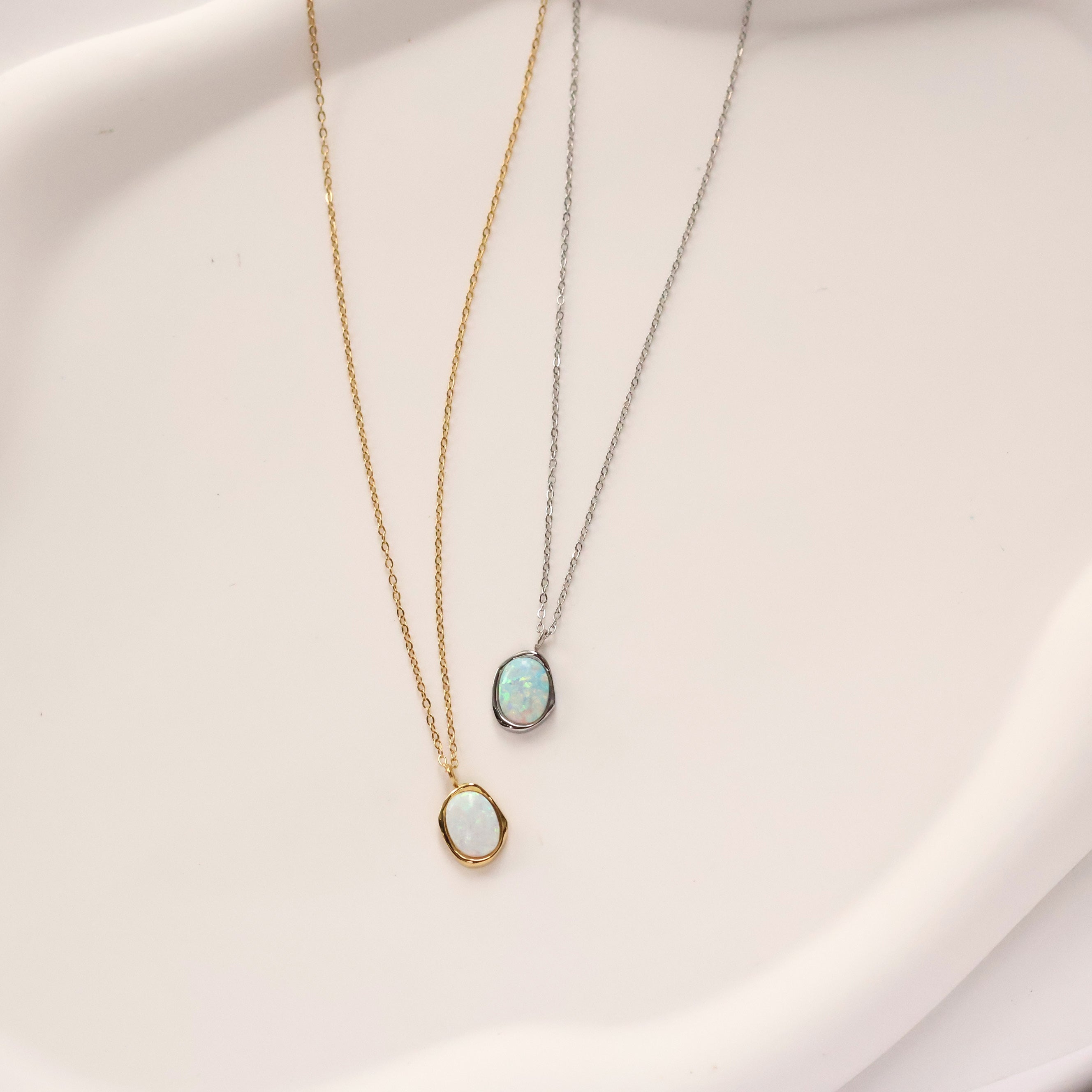 Eudora gold plated opal pendant necklace