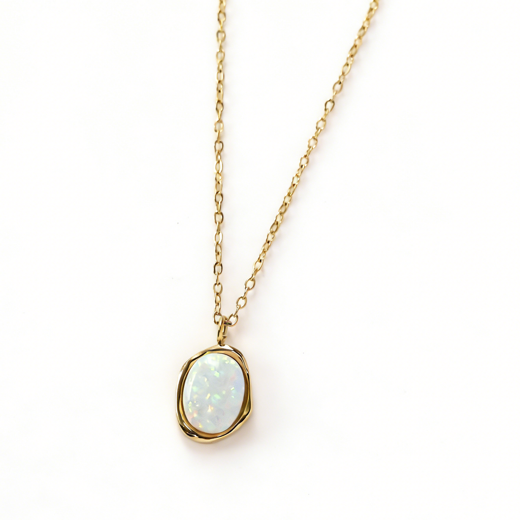 Eudora gold plated opal pendant necklace