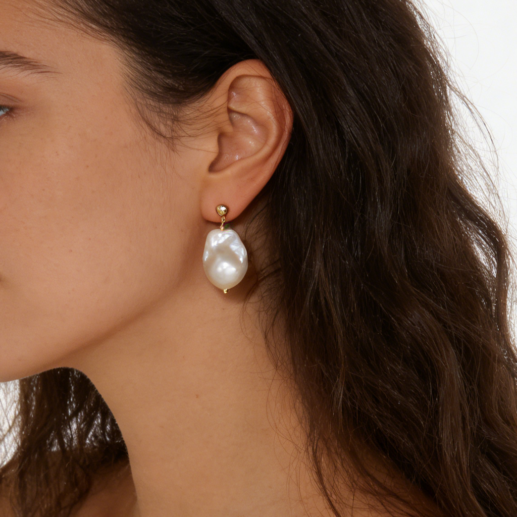 Paisley baroque pearl earrings