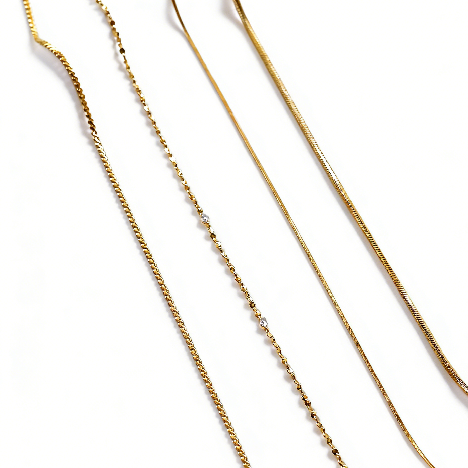 Plain necklace chains gold plated tarnish proof