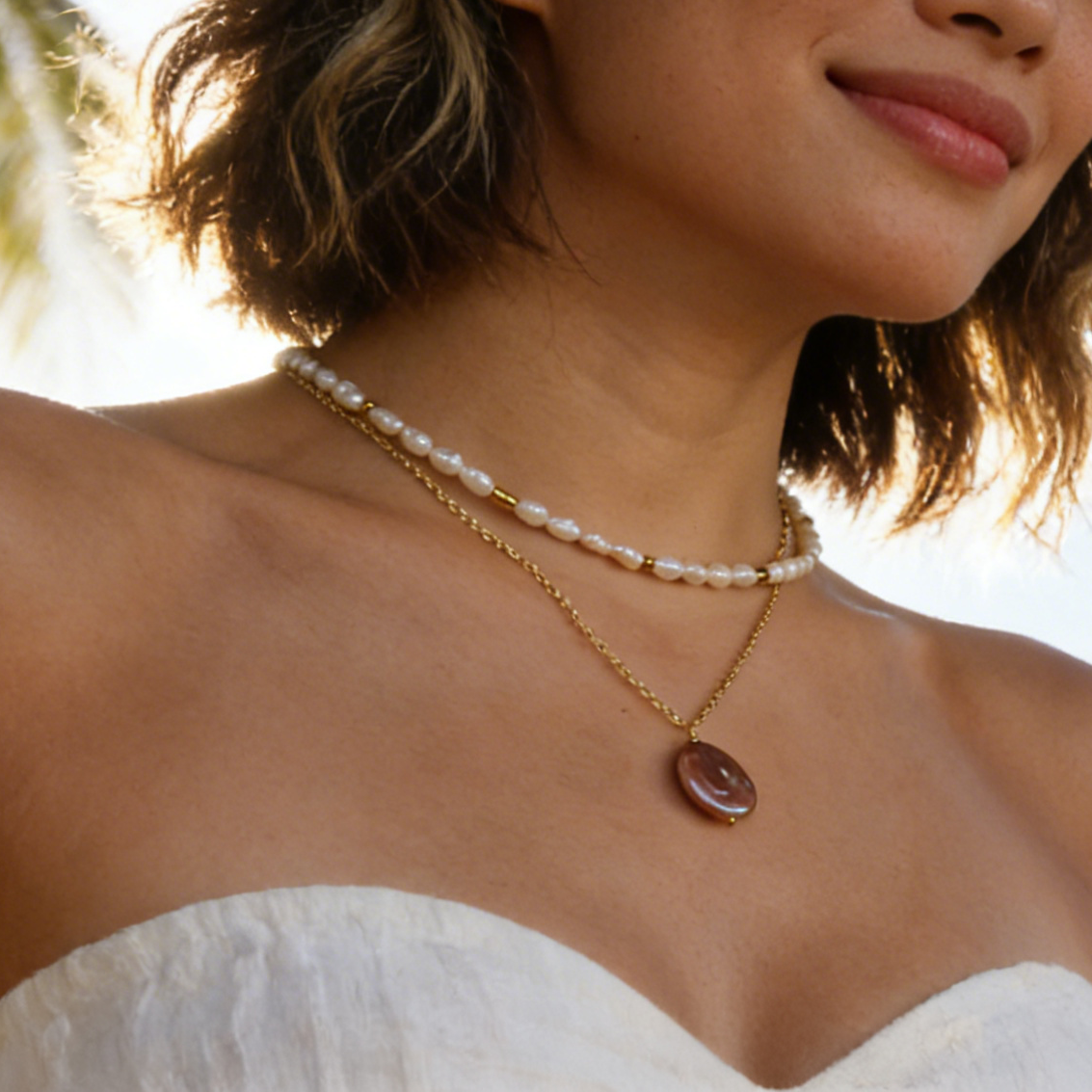 Purple Button baroque pearl necklace