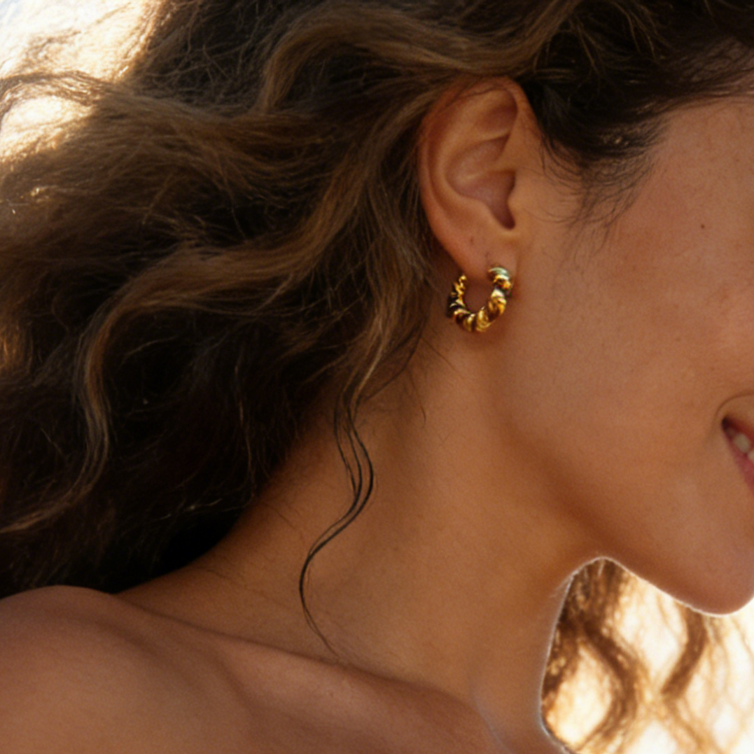 Quinn Gold Plated Twisted Huggies