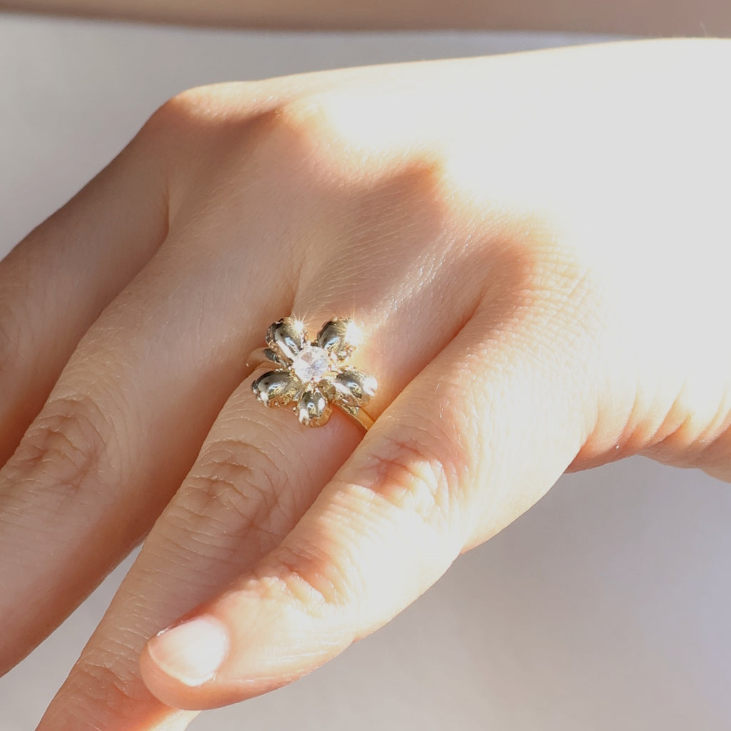 Flower Zircon Open Ring