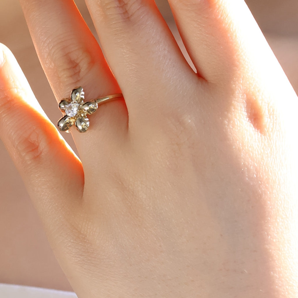 Flower Zircon Open Ring