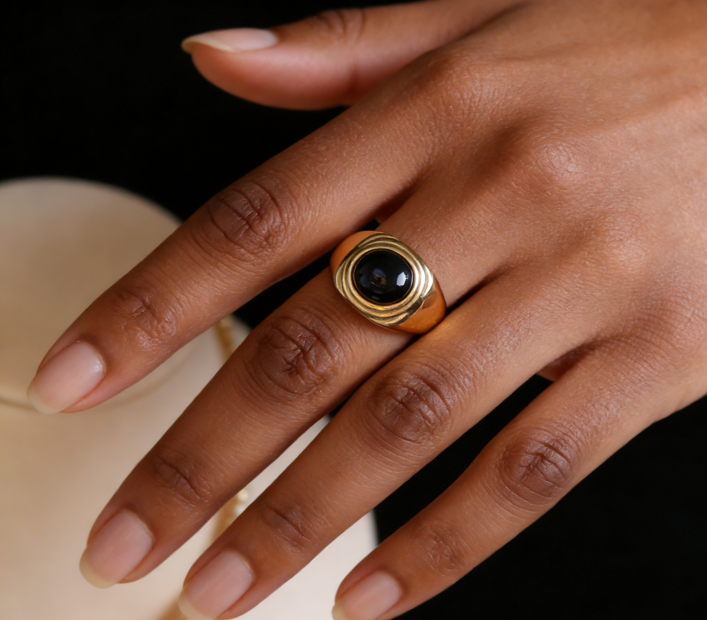Onyx Ripple Statement Ring