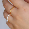 Wave & Pearl Stretch Ring