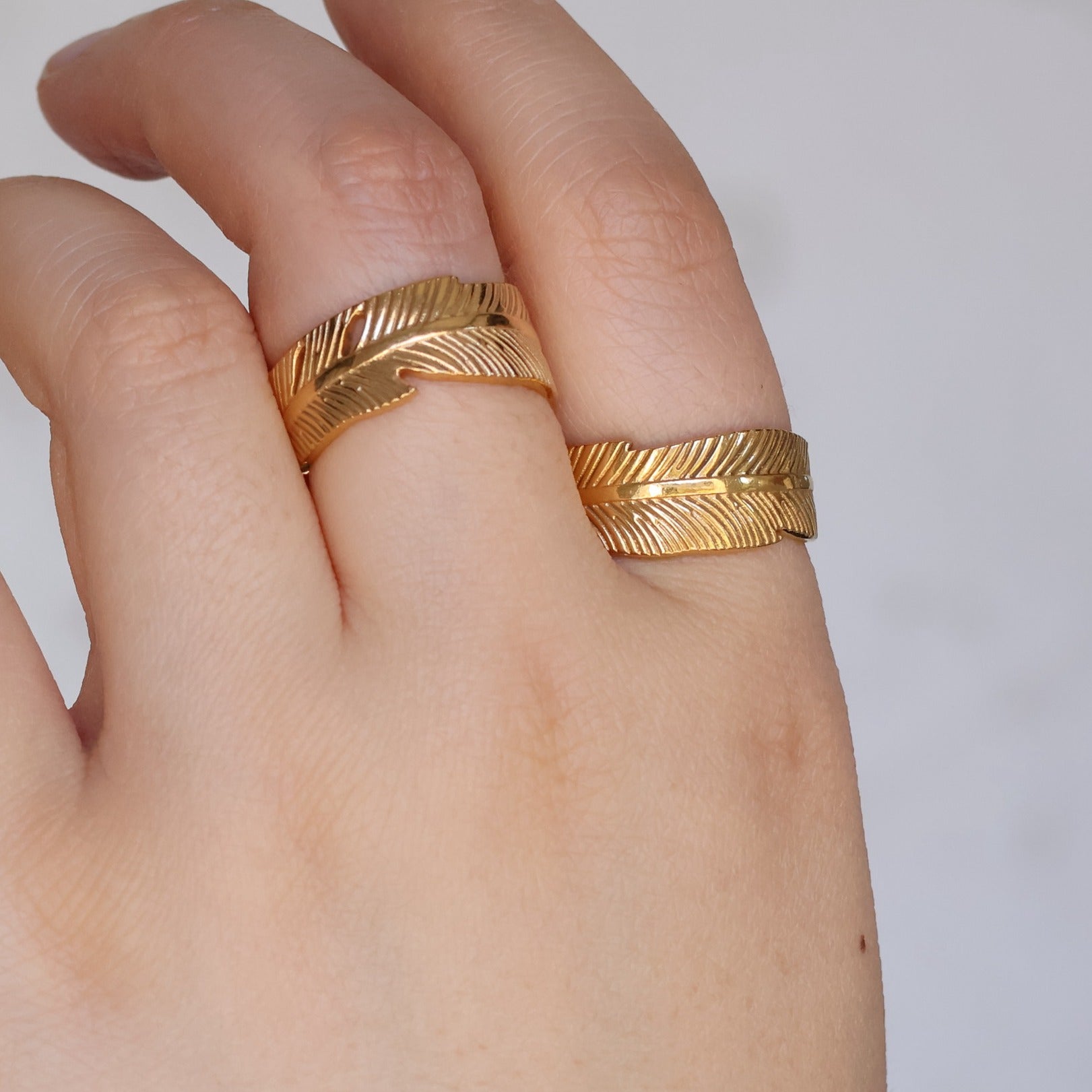 Gold plated open leaf ring