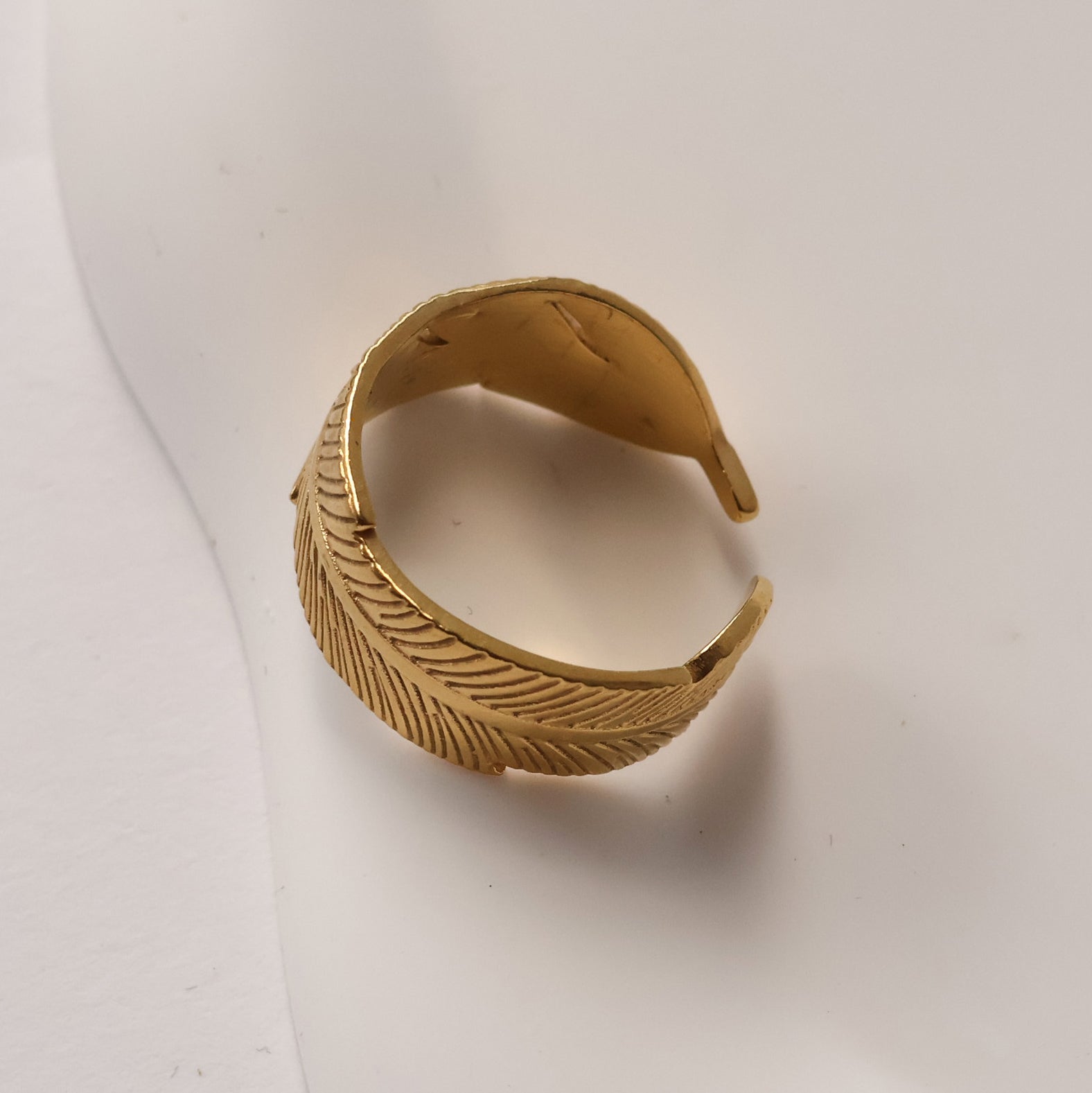 Gold plated open leaf ring