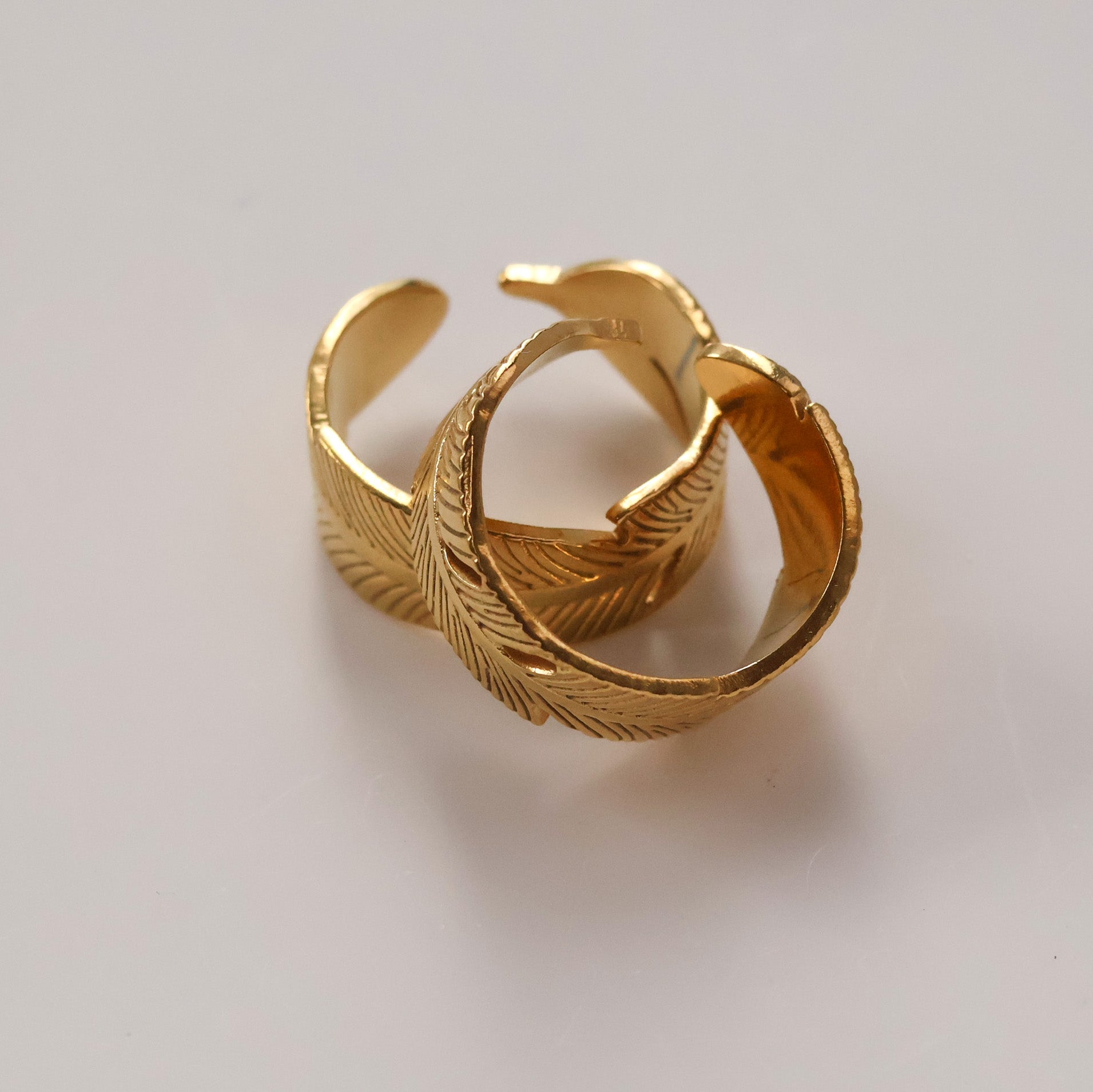 Gold plated open leaf ring