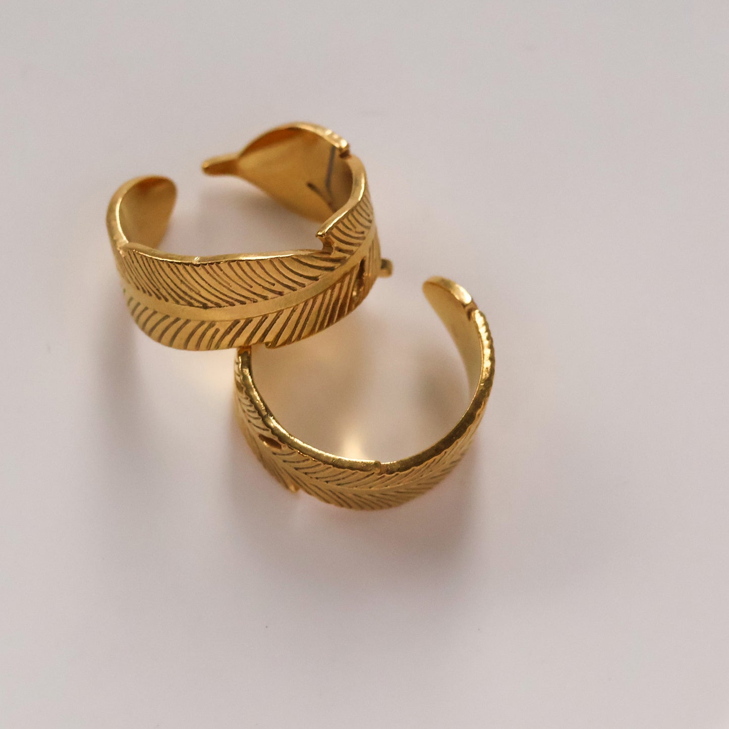 Gold plated open leaf ring