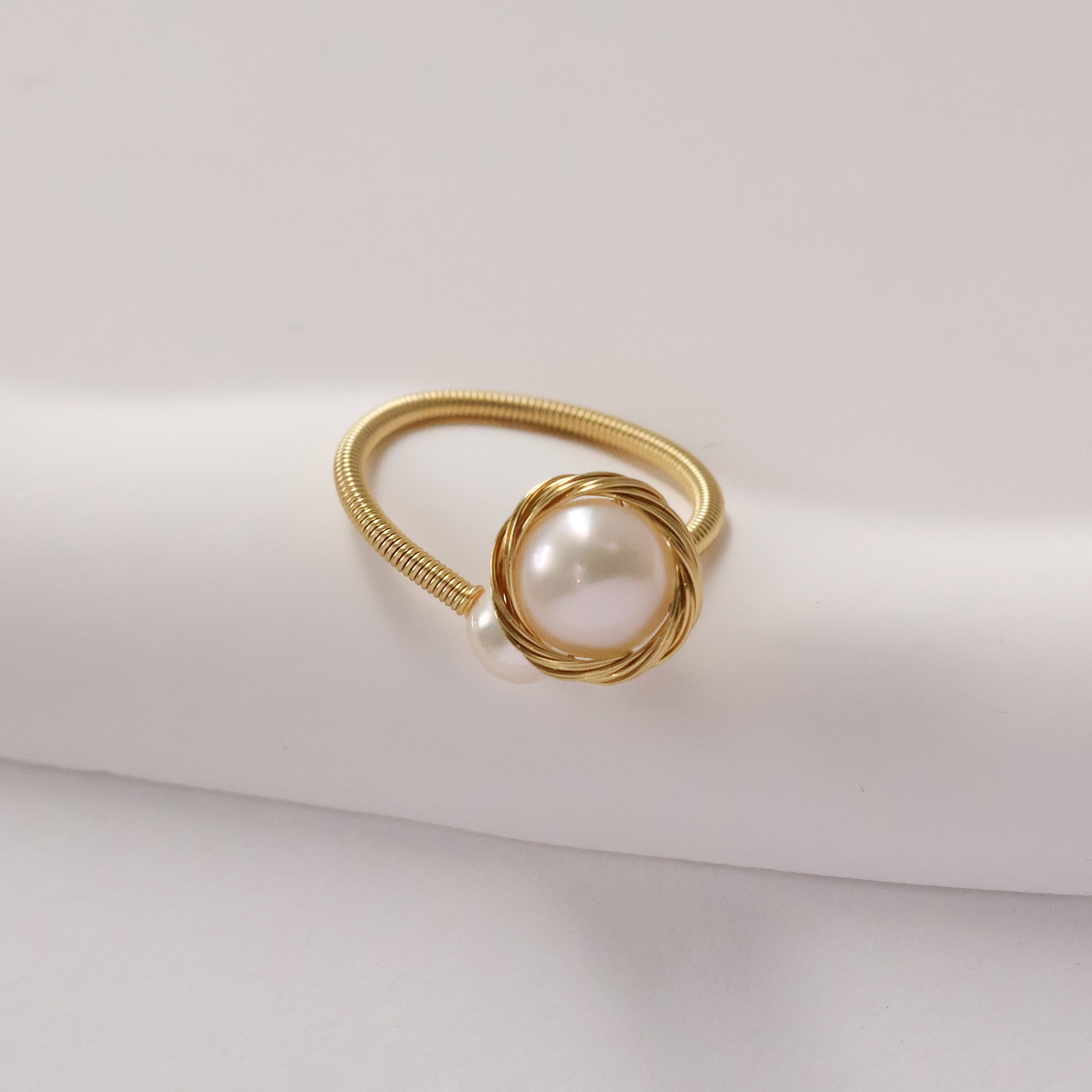 Minimalist Natural Pearl Open Ring handmade