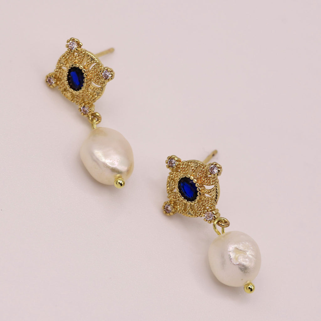 Sapphire Natural Pearl Earrings