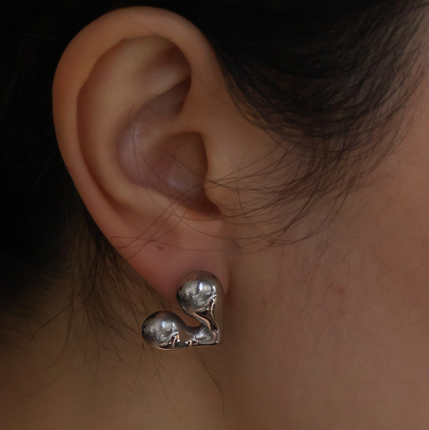 Gold plated heart shaped stud earrings tarnish-proof