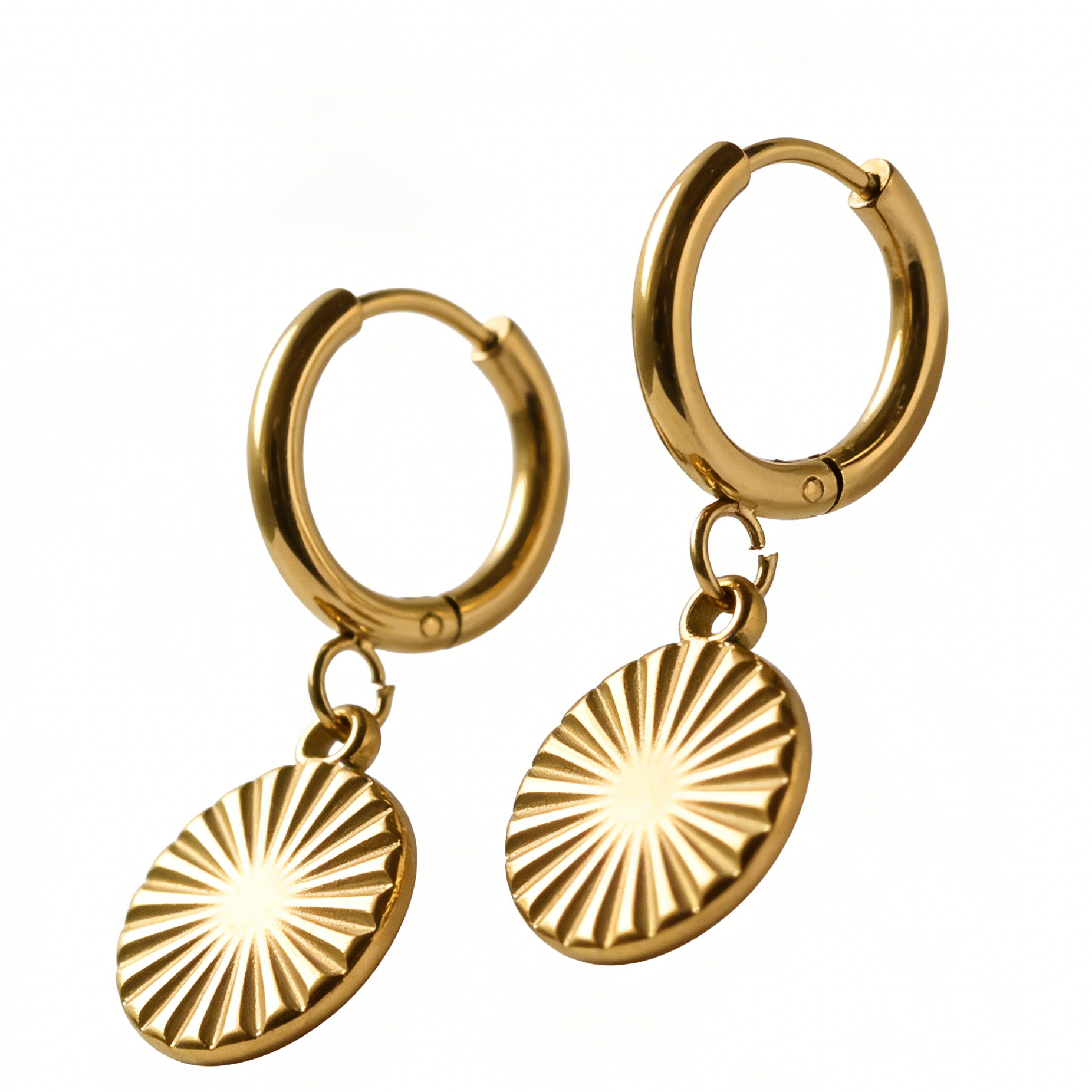 Surya Gold plated huggie hoops water resistant