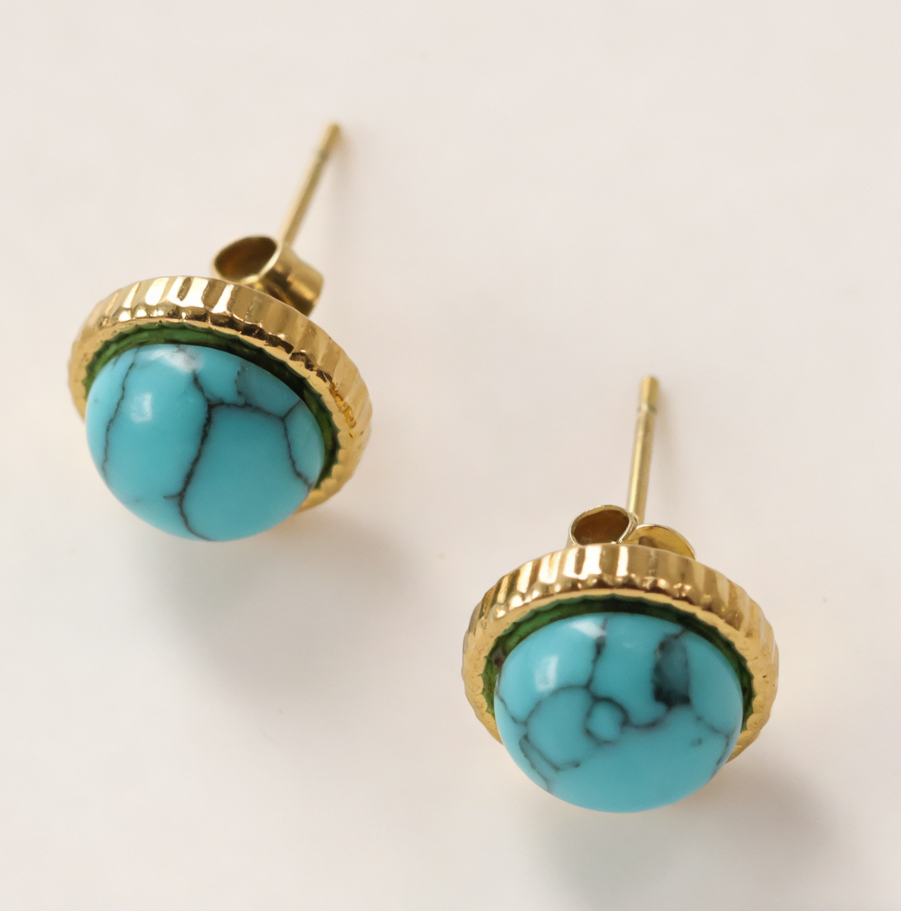 Natural stone stud earrings Malachite , Turquoise,  Lapis Lazuli