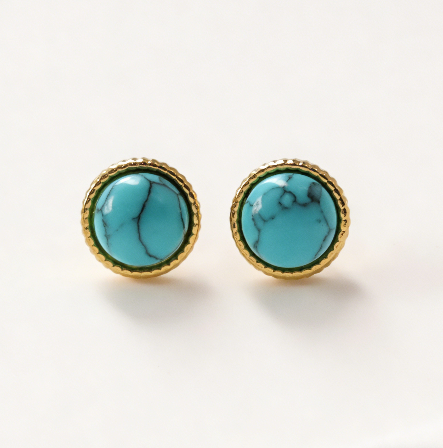Natural stone stud earrings Malachite , Turquoise,  Lapis Lazuli