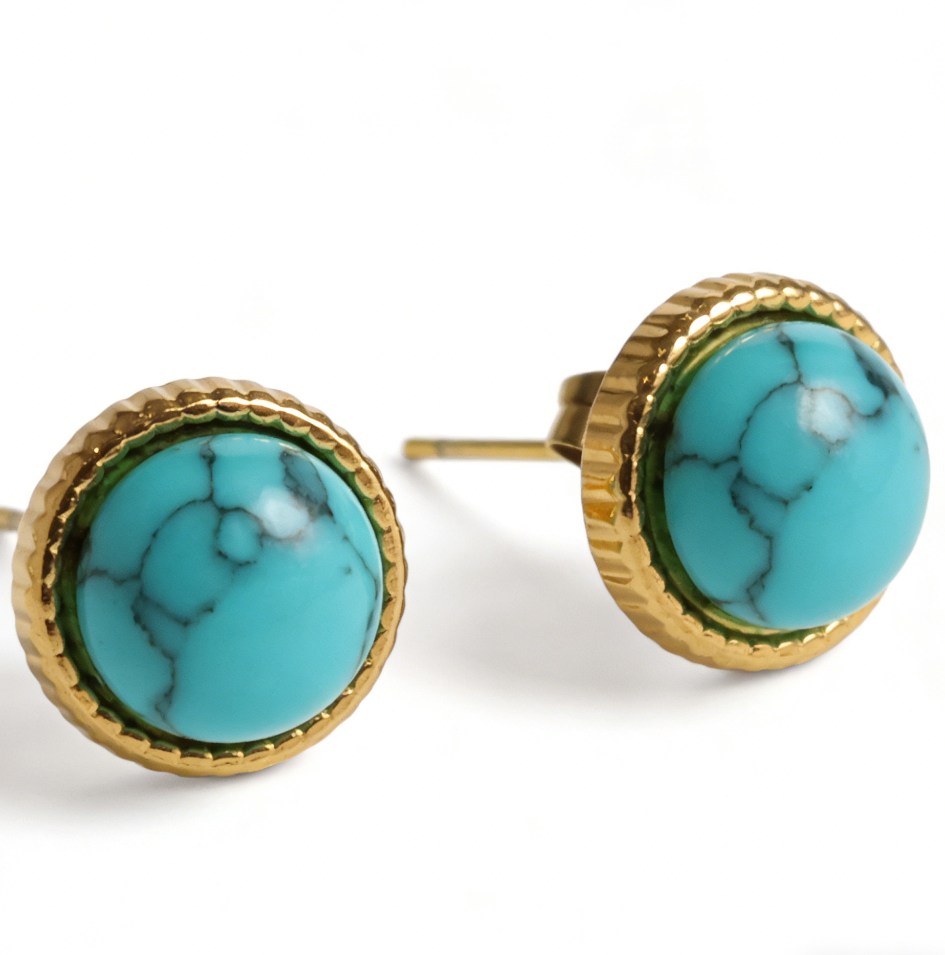 Natural stone stud earrings Malachite , Turquoise,  Lapis Lazuli