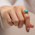 Turquoise gold plated natural stone ring