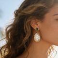 Verde Gem Baroque pearl earrings handmade