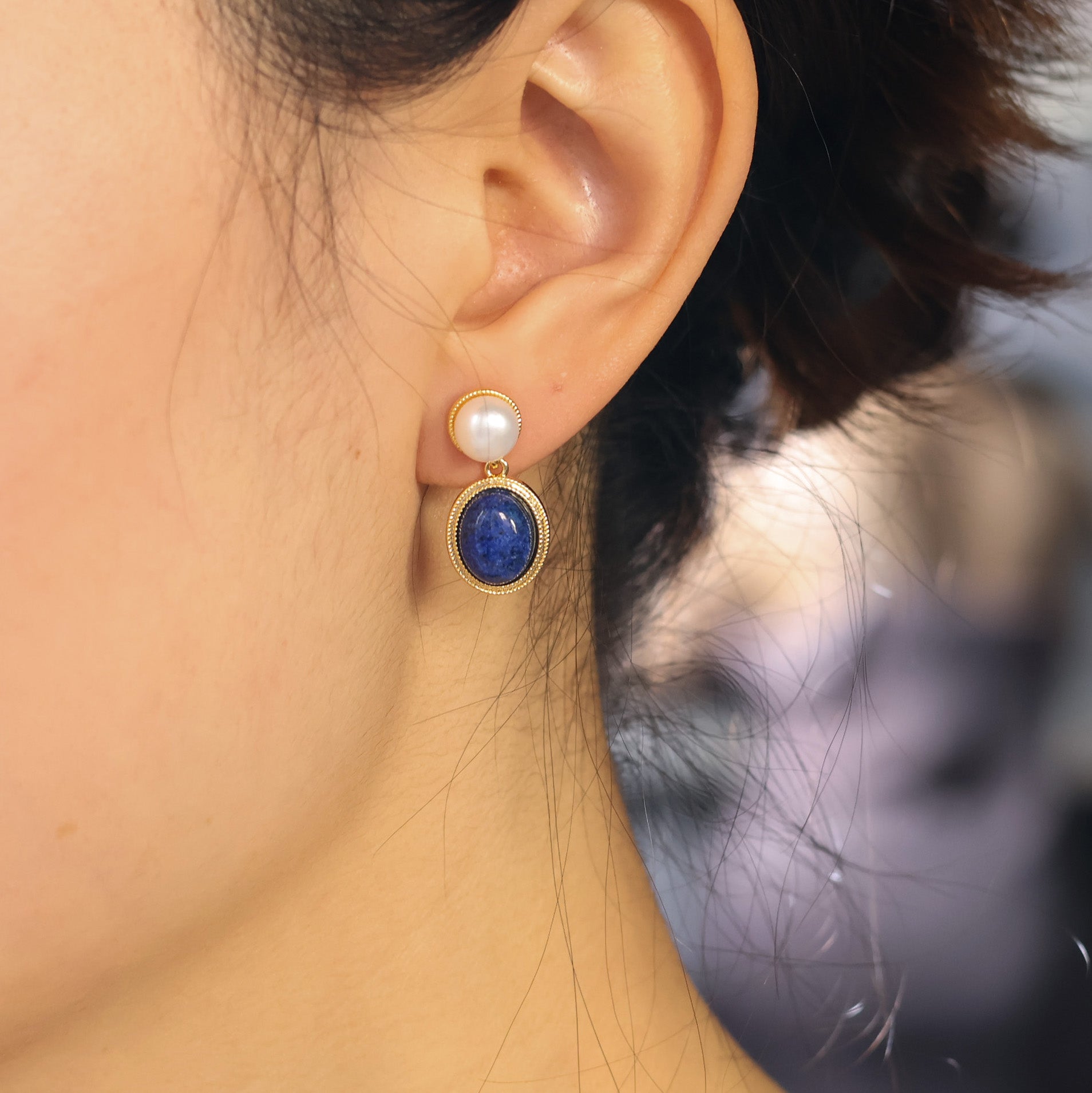 Vintage Azure Natural Pearl Earrings