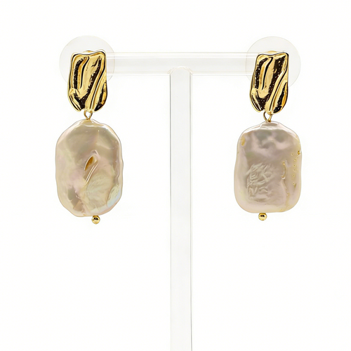 Alba Handmade Baroque Pearl Drop Earrings – Gold Plated