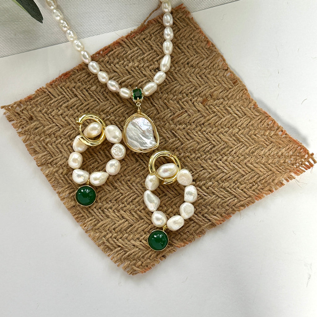 Celeste Huggie Baroque Pearl Earrings handmade