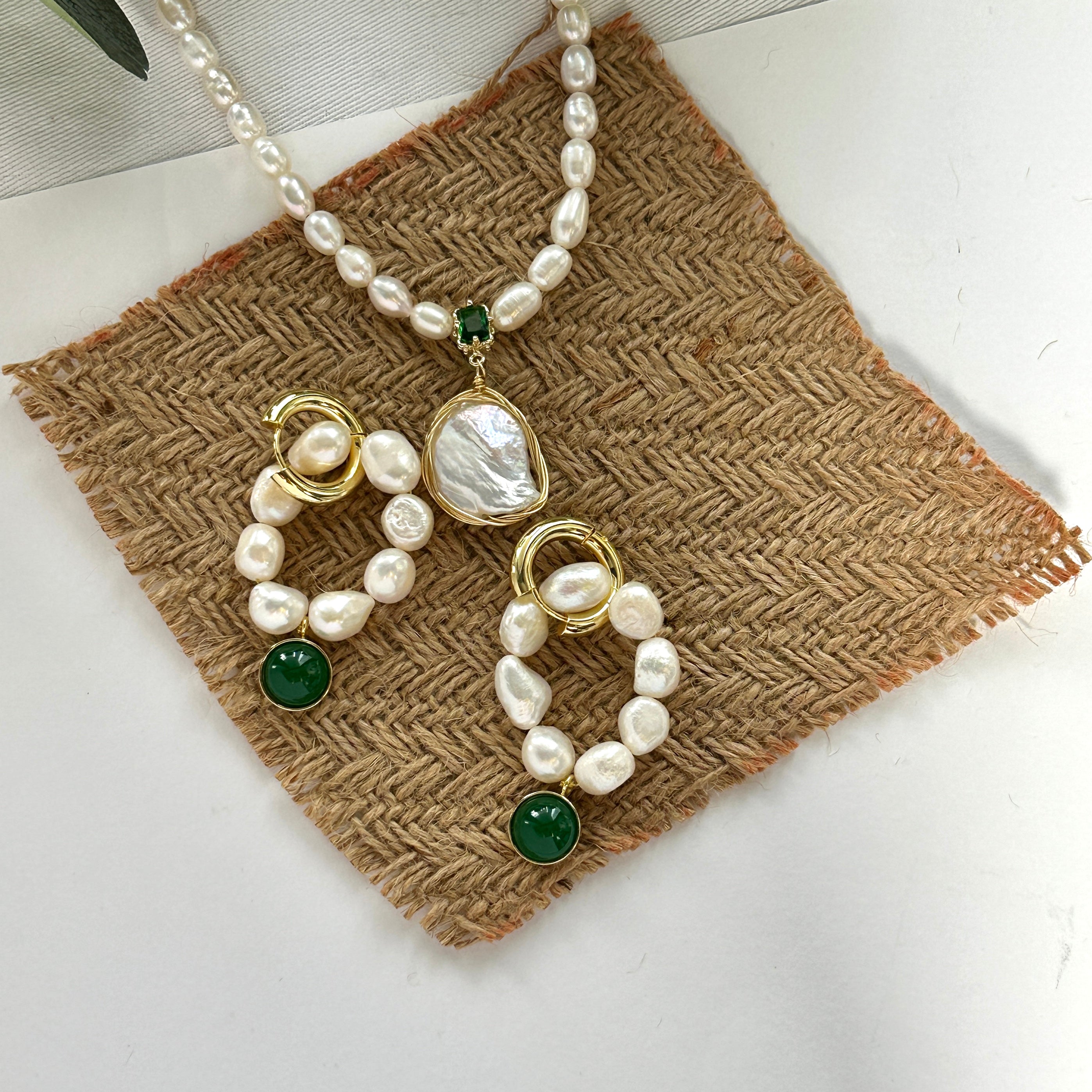 Celeste Huggie Baroque Pearl Earrings handmade