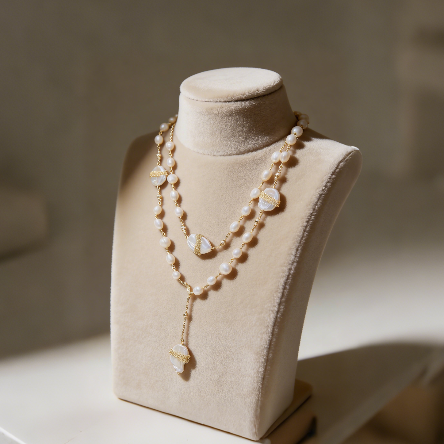 Long story natural baroque pearl necklace handmade