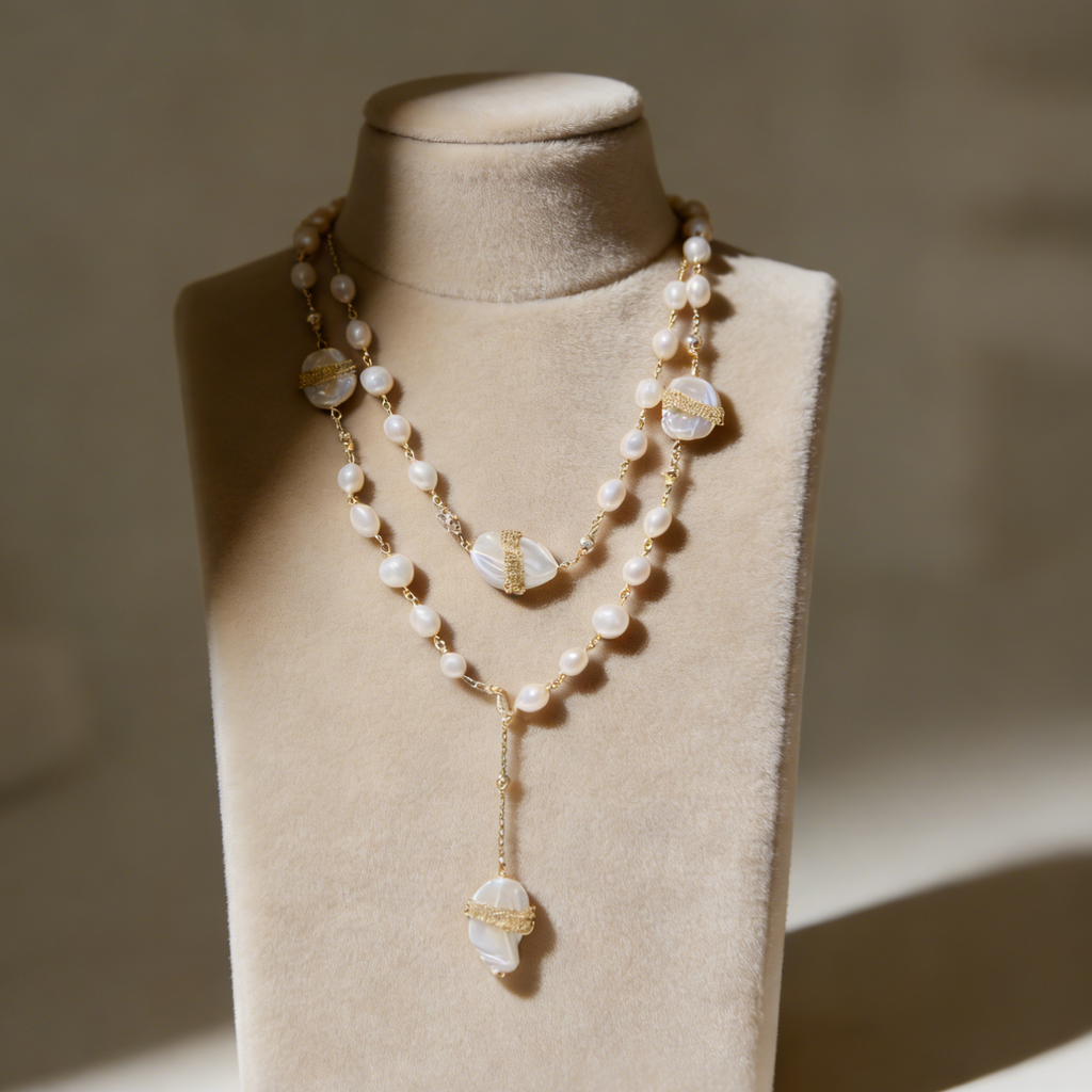 Long story natural baroque pearl necklace handmade